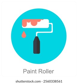 Paint Roller and roller icon concept