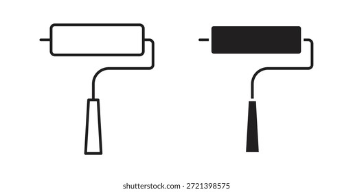 Conjunto de concepto de icono de rodillo de pintura. Colección de íconos simple
