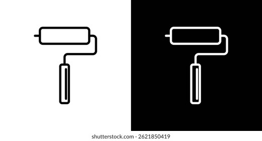 Paint roller icon concept stroke on white background