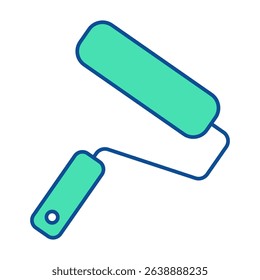 Paint roller icon. Construction tool. Color vector instrument illustration