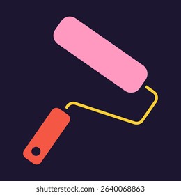 Paint roller icon. Construction tool. Color vector instrument illustration
