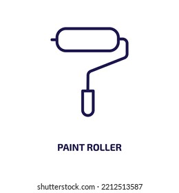 paint roller icon from construction tools collection. Thin linear paint roller, paint, work outline icon isolated on white background. Line vector paint roller sign, symbol for web and mobile