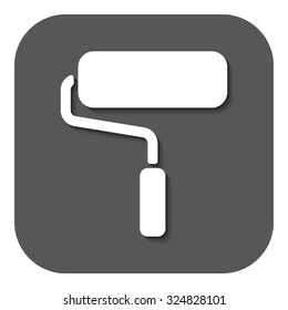 The paint roller icon. Decorating and painting, repair symbol. Flat Vector illustration. Button