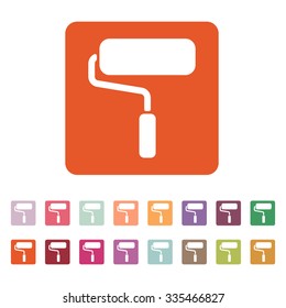 The paint roller icon. Decorating and painting, repair symbol. Flat Vector illustration. Button Set