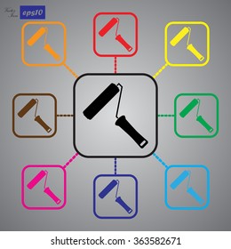 The paint roller icon. Decorating and painting, repair symbol. 