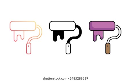 Diseño de icono de rodillo de pintura con fondo blanco ilustración de stock