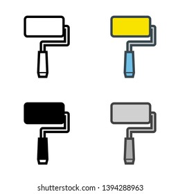 Paint Roller Icon in Different Color and Style