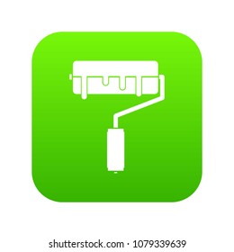 Paint roller with paint icon digital green for any design isolated on white vector illustration