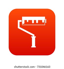 Paint roller with paint icon digital red for any design isolated on white vector illustration