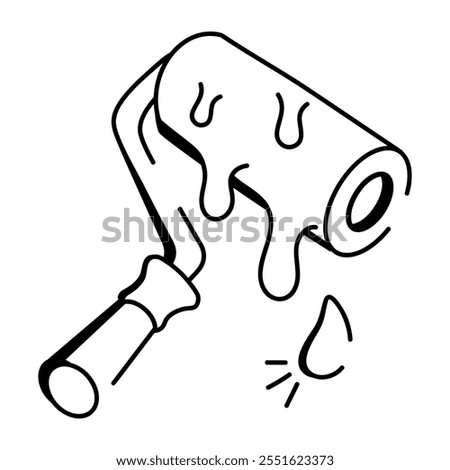Paint roller icon in doodle style 

