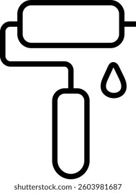 Paint roller icon with dripping paint, construction and renovation tool symbol for Labour Day projects with transparent background