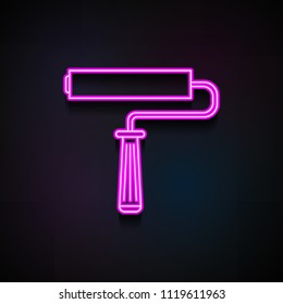 paint roller icon. Element of Home repair tool icons for mobile concept and web apps. Neon paint roller icon can be used for web and mobile apps on dark gradient background