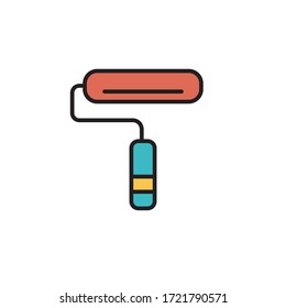 paint roller icon filled outline vector. isolated on white background