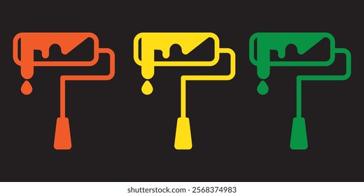 Paint roller icon in filled and outlined style design eps 10 