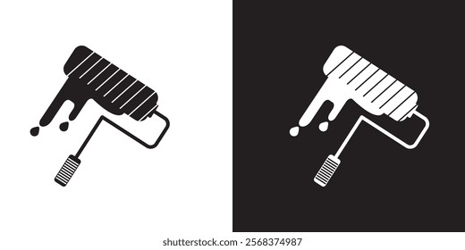 Paint roller icon in filled and outlined style design eps 10 