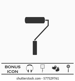 Paint roller icon flat. Black pictogram on white background. Vector illustration symbol and bonus button