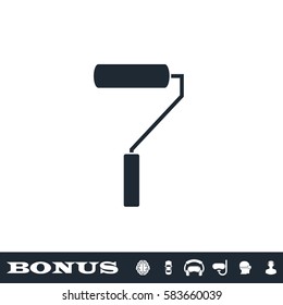 Paint roller icon flat. Black pictogram on white background. Vector illustration symbol and bonus button