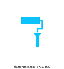 Paint roller icon flat. Blue pictogram on white background. Vector illustration symbol