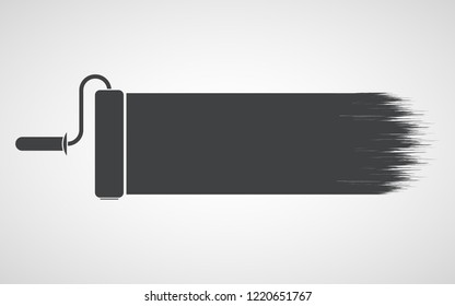 Paint roller icon in flat design. Vector illustration. Wall roller paint brush icon isolated