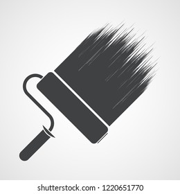 Paint roller icon in flat design. Vector illustration. Wall roller paint brush icon isolated