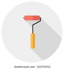 Paint roller icon. Flat design style modern vector illustration. Isolated on stylish color background. Flat long shadow icon. Elements in flat design.