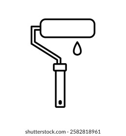 Paint Roller icon Flat isolated outline sign