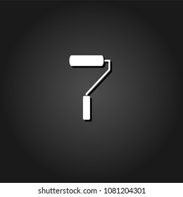 Paint roller icon flat. Simple White pictogram on black background with shadow. Vector illustration symbol