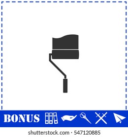 Paint roller icon flat. Simple vector symbol and bonus icon