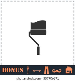 Paint roller icon flat. Simple vector symbol and bonus icon