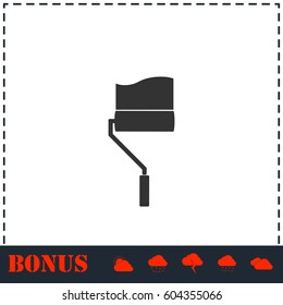 Paint roller icon flat. Simple vector symbol and bonus icon