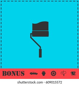 Paint roller icon flat. Simple vector symbol and bonus icon
