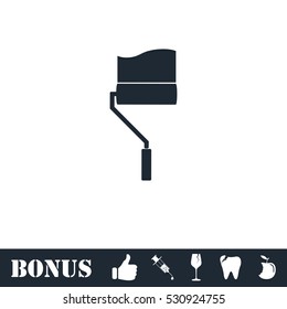 Paint roller icon flat. Vector illustration symbol and bonus pictogram