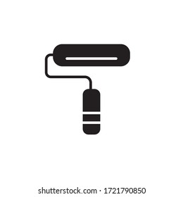 paint roller icon glyph design vector. isolated on white background