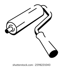 Paint roller icon in hand drawn style 
