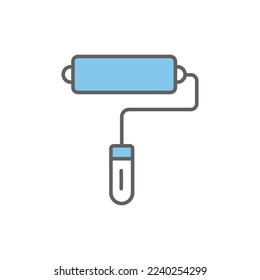 Dibujar la ilustración del icono del rodillo. Estilo de icono de dos tonos. icono relacionado con la construcción. Diseño de vector simple editable