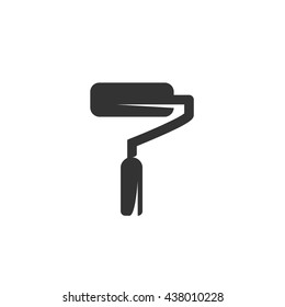 Paint roller icon isolated on a white background. Logo silhouette design template. Simple symbol concept in flat style. Abstract sign, pictogram for web, mobile and infographics - stock vector