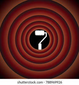 Paint Roller Icon JPG. Vector. White icon on black circle in gradient rings.