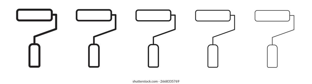 Paint roller icon line art vector collection on white background