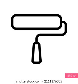 Icono de rodillo de pintura en el diseño de estilo de contorno para el diseño de sitios web, aplicación, interfaz de usuario, aislado en fondo blanco. Ilustración vectorial EPS 10.