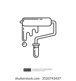 Paint roller icon in line style. Isolated on white background. EPS 10 vector illustration.