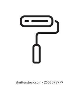 Paint roller icon with line style on a white background