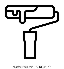 Ilustração transparente do estilo de linha do ícone do cilindro de pintura