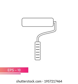 Paint roller, icon. Linear design. On a white background. Tools for workers. Flat vector illustration.