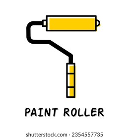 Paint roller icon logo design isolated on white background.