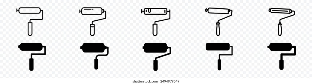 Paint roller icon, Long Paint Roller icon, Long Paint Roller Outline Icon, Long Paint Roller Silhouette