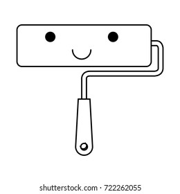 paint roller icon monochrome kawaii silhouette vector illustration