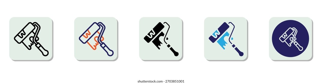 Paint Roller Icon Multi Style Vector Illustration