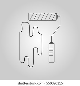 Paint roller icon on the background