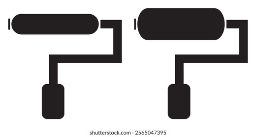 Paint roller icon on light background. Paint symbol. Brush, color, repaint, renovation, interior, worktool, art. Outline, flat and colored style. Flat design