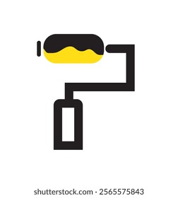 Paint roller icon on light background. Paint symbol. Brush, color, repaint, renovation, interior, worktool, art. Outline, flat and colored style. Flat design.